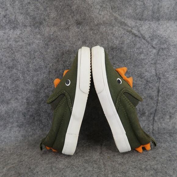 Old Navy Shoes Kids 8 Sneakers Dinosaur Slip On Canvas Toddler Green Orange Dino - Picture 9 of 12